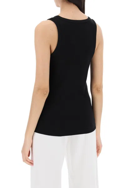 Shop Moncler Sleeveless Ribbed Jersey Top Women In Black