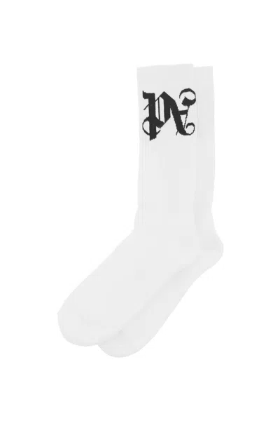 Shop Palm Angels Pa Monogram Socks Men In White