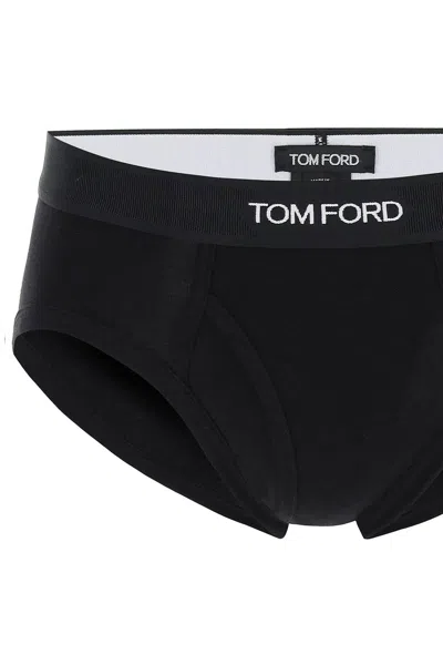 Shop Tom Ford Logo Band Slip Underwear With Elastic Men In Black