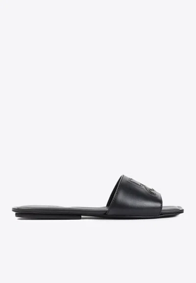 Shop Courrèges Ac Leather Slides In Black