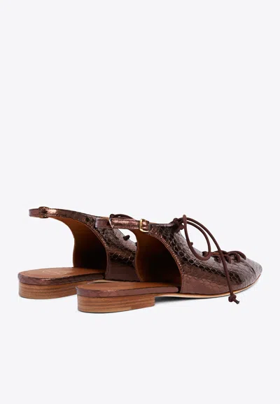Shop Malone Souliers Alessandra Lace-up Flats In Brown