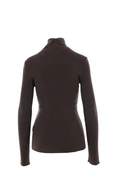 Burberry Prorsum Woman Turtleneck Dark Brown Size M Wool, Polyester, Polyamide, Elastane In Otter