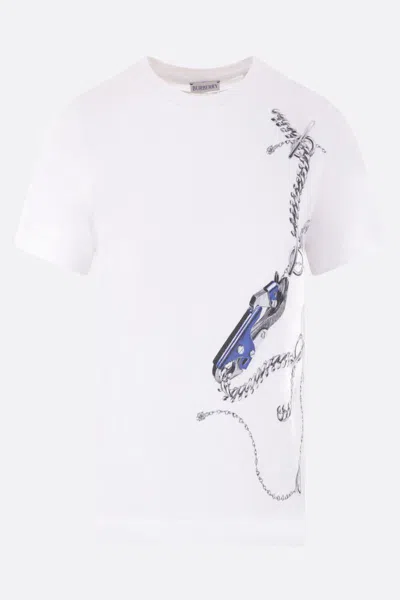 Shop Burberry T-shirts And Polos In White+bluette