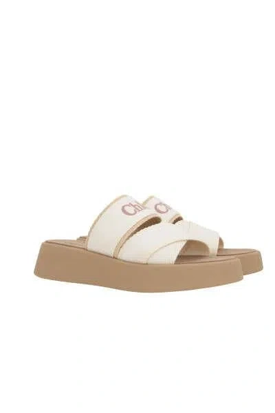 Shop Chloé Chloè Sandals In White+beige