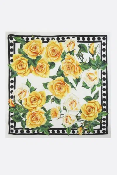 Shop Dolce & Gabbana Scarfs In Yellow Roses.