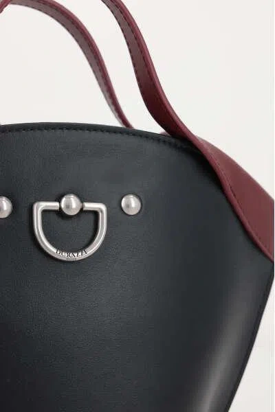 Durazzi Milano Two-tone Leather Tote Bag In Black+chianti