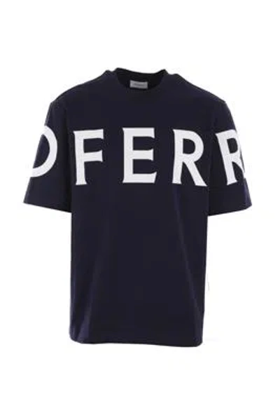 Shop Ferragamo T-shirts And Polos In Navy+white