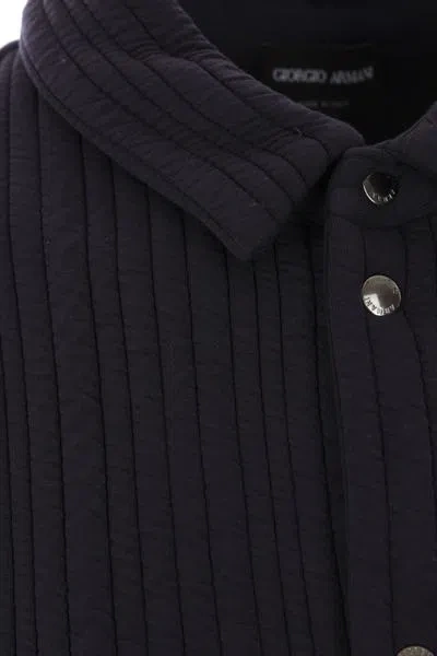 Shop Giorgio Armani Coats In Blue
