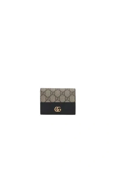 Shop Gucci Wallets In Black+beige Ebony