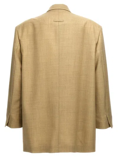 Fear Of God Blazer Longline Double-breasted Back Vent In Beige