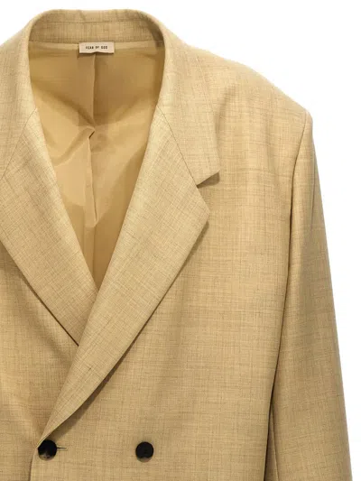 Fear Of God Blazer Longline Double-breasted Back Vent In Beige