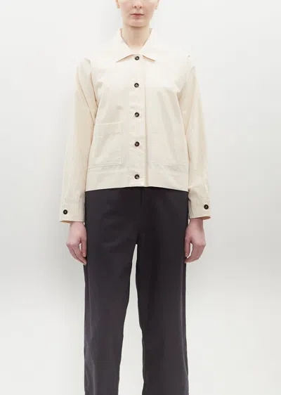 Shop Mhl By Margaret Howell Cropped Raglan Cotton Shirt In Natural