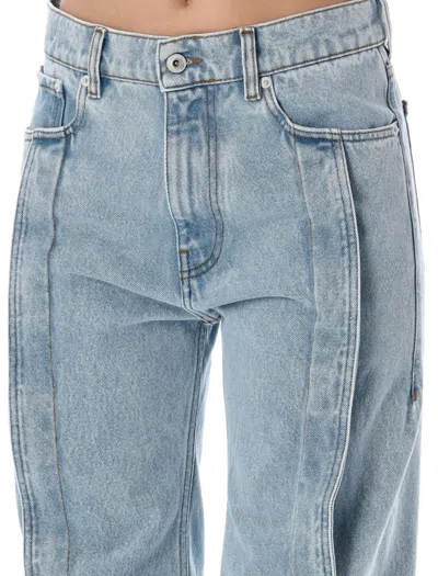 Shop Y/project Banana Slim Jeans In Evergreen Ice Blue