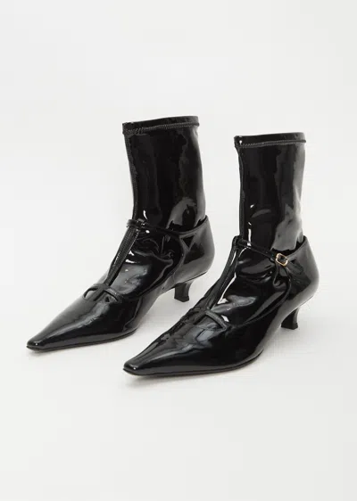 The Row Cyd Patent T-strap Booties In Black