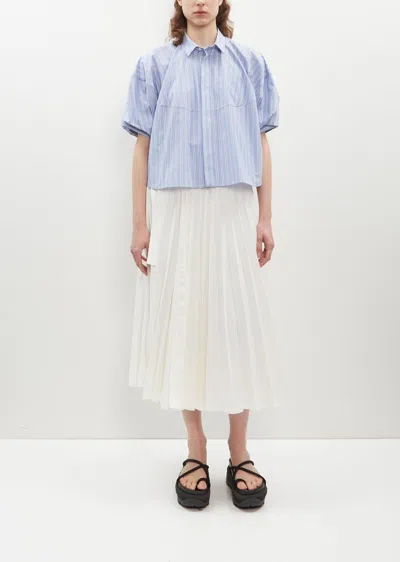 Shop Sacai Denim Pleated Skirt In Off White 151