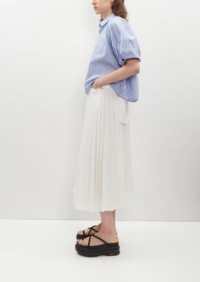 Shop Sacai Denim Pleated Skirt In Off White 151