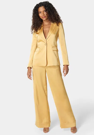 Bebe Single Breast Tailored Satin Jacket In Sunlight