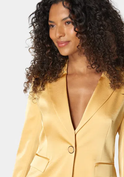 Bebe Single Breast Tailored Satin Jacket In Sunlight