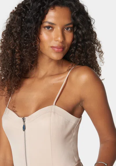 Bebe Self Tie Bustier Jogger Jumpsuit In Oyster