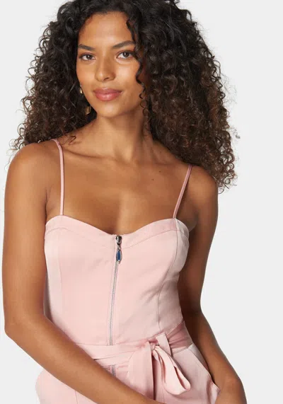Bebe Self Tie Bustier Jogger Jumpsuit In Mauve