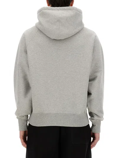 Shop Ami Alexandre Mattiussi Ami Paris Sweatshirt With Logo Embroidery Unisex In Grey