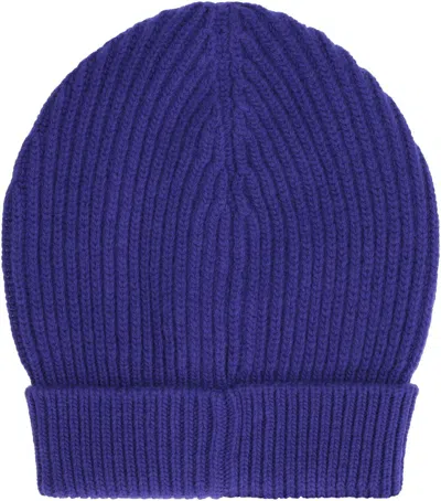 Shop Dolce & Gabbana Ribbed Knit Beanie In Blue