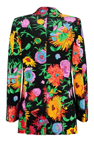 Shop Gucci Single-breasted Velvet Jacket In Multicolor