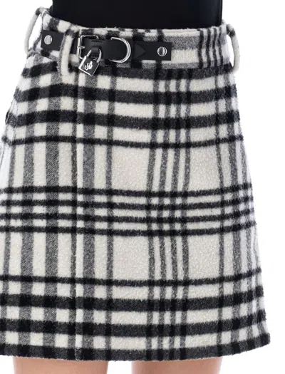 Shop Jw Anderson J.w. Anderson Mini Skirt Wool Tweed In White Black Check