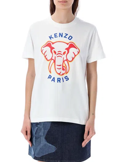 Shop Kenzo Elephant Loose T-shirt In Off White