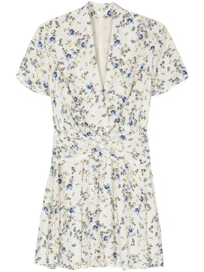 Shop Liu •jo Liu Jo Short Dress In Provencal Fantasy Viscose With Floral Pattern In White