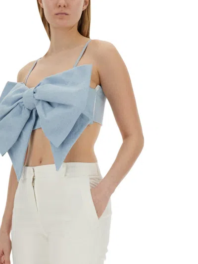 Shop Nina Ricci Top With Bow In Baby Blue