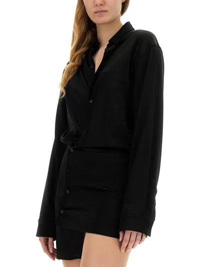 Shop Off-white Asymmetrical Dress In Black