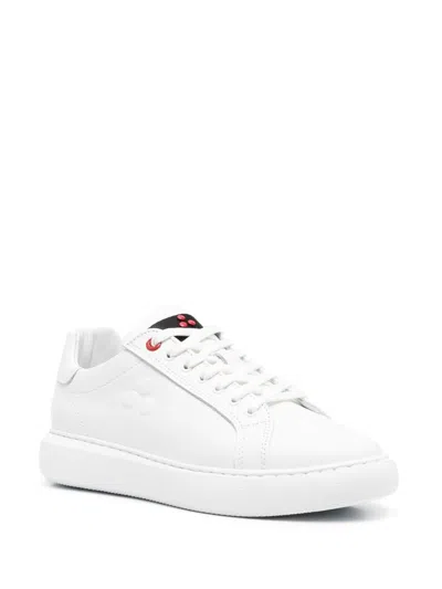 Shop Peuterey Packard Leather Sneakers With Logo In White