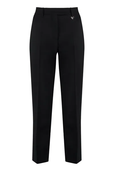 Shop Prada Wool Cropped Trousers In Black