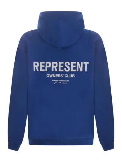 Shop Represent Hooded Sweatshirt  "owners' Club" In Blue