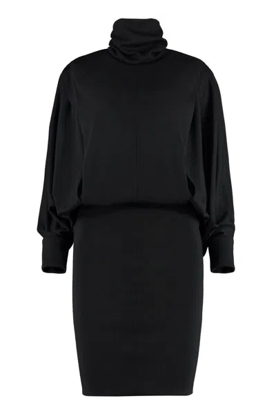 Shop Saint Laurent Oversize Jersey Dress In Black