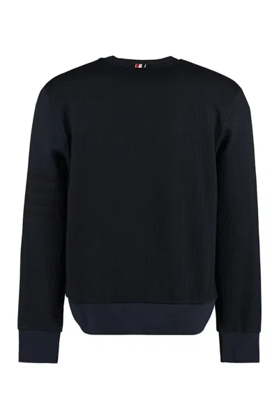 Shop Thom Browne Cotton Crew-neck Sweatshirt In Blue
