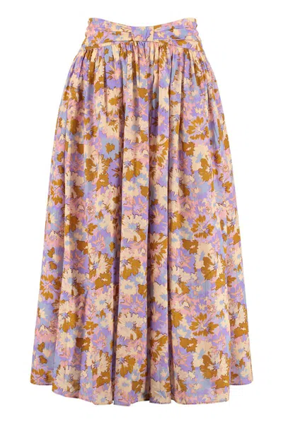 Shop Zimmermann Violet Floral Print Skirt In Multicolor