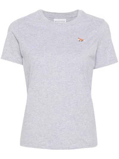 Shop Maison Kitsuné T-shirt With Fox Print In Grey