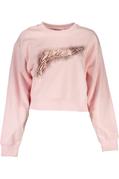 Shop Guess Jeans Pink Cotton Sweater