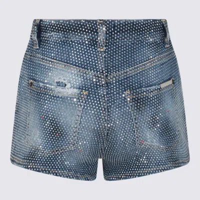 Shop Dsquared2 Blue Cotton Mini Shorts
