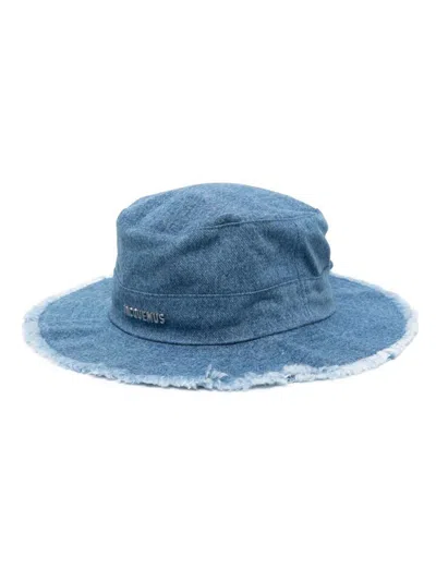 Shop Jacquemus Fringed Explorer Hat Accessories In Blue