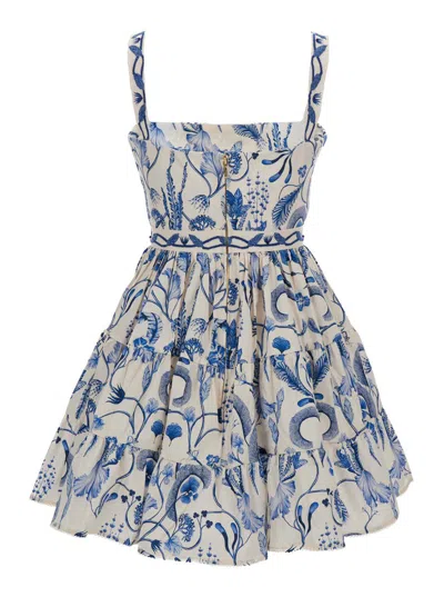 Shop Agua By Agua Bendita Light-blue 'lima Mini Habitat' Mini Dress In Cotton Woman In Multicolor