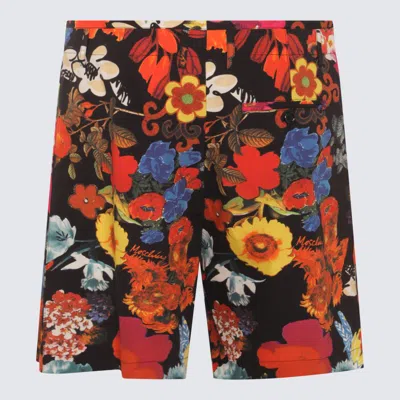 Shop Moschino Multicolour Flower Shorts In Red
