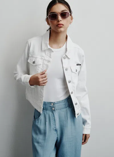 Shop Dkny Women's Trucker Jacket In White