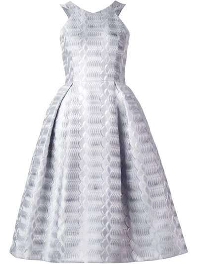 Mary Katrantzou Laguna Metallic Jacquard Dress In Silver