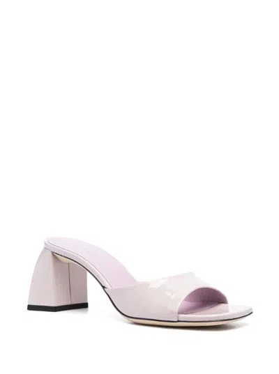 Shop By Far 'romy' Pink Mules In Patent Leather Woman  In White