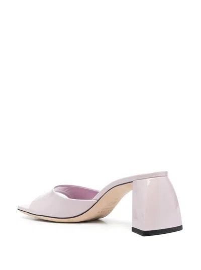 Shop By Far 'romy' Pink Mules In Patent Leather Woman  In White