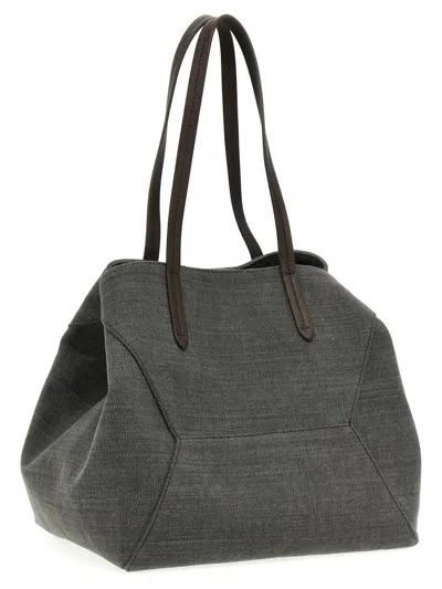 Shop Brunello Cucinelli 'monile' Shopping Bag In Gray