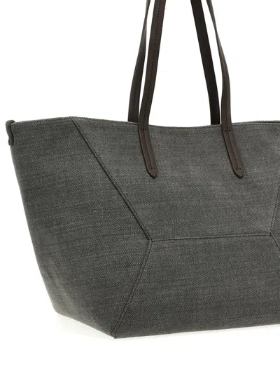 Shop Brunello Cucinelli 'monile' Shopping Bag In Gray